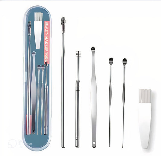 6 Pcs Ear Wax Removal Smooth Stainless Steel Kit